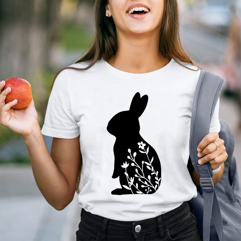 Floral Rabbit Teacher T-Shirt