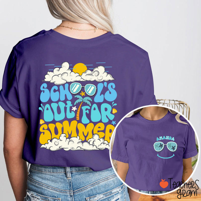 Personalized Name School's Out For Summer Teacher Two Sided T-Shirt