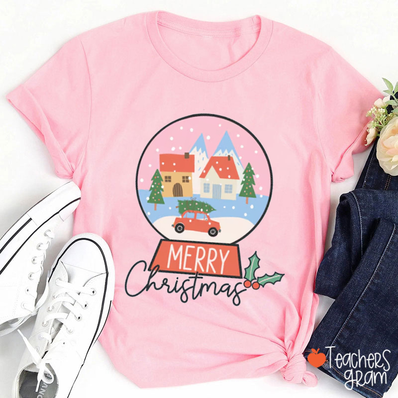 Merry Christmas Snow Globe Teacher T-Shirt