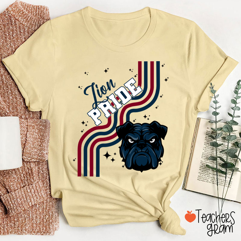 Personalized Mascot Wavy Lines Teacher T-Shirt