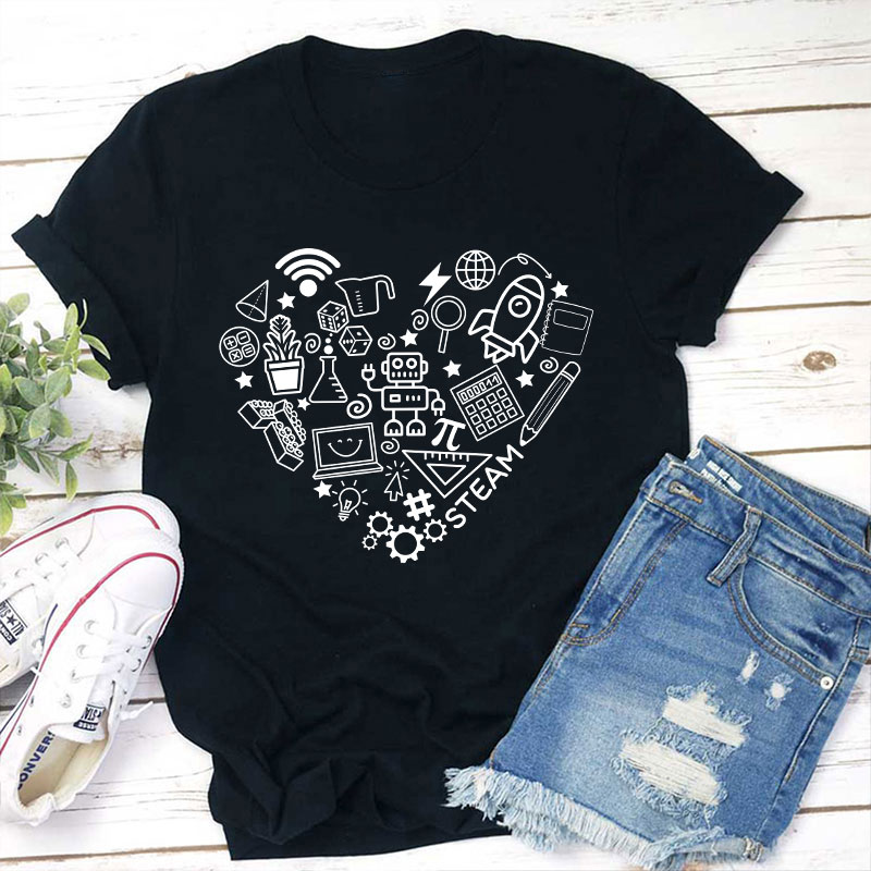 Stem Heart Shape Teacher T-Shirt