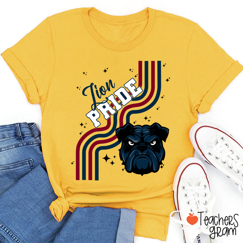 Personalized Mascot Wavy Lines Teacher T-Shirt