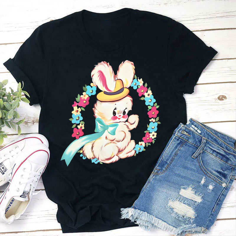 Cute Retro Easter Bunny Teacher T-Shirt