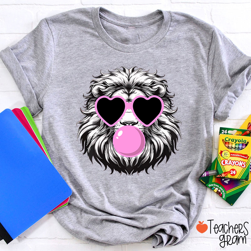 Personalized Mascot Heart Glasses Bubble Blowing Teacher T-Shirt