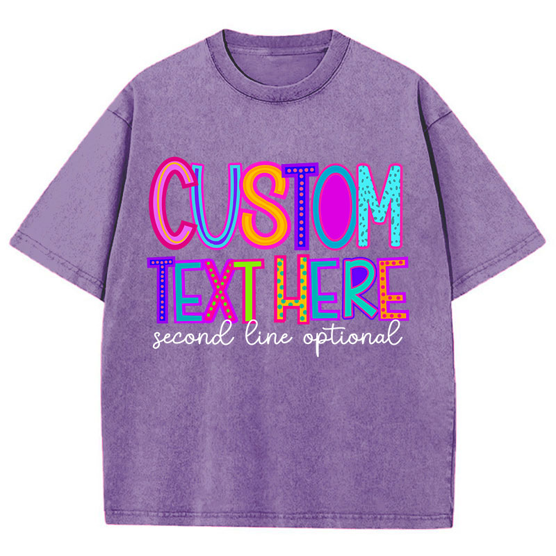 Personalized Name Neon Lights Teacher Washed T-Shirt