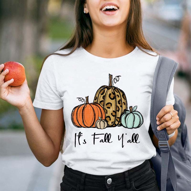 It's Fall Y'all Pumpkin Teacher T-Shirt
