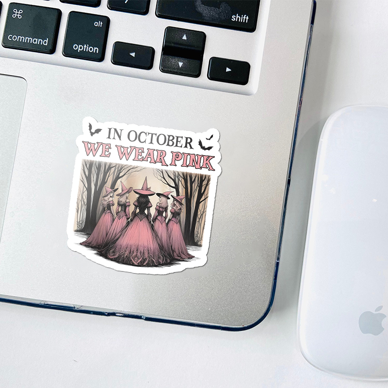 In October We Wear Pink Teacher Stickers