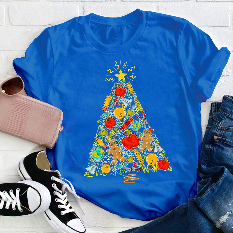 School Christmas Trees Teacher T-Shirt