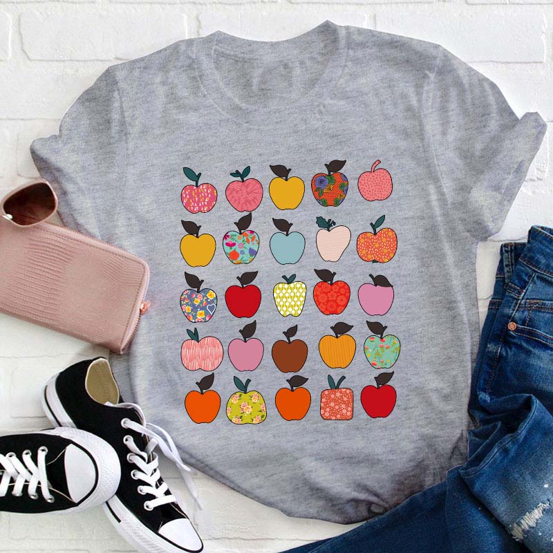 Folk Art Apples Teacher T-Shirt