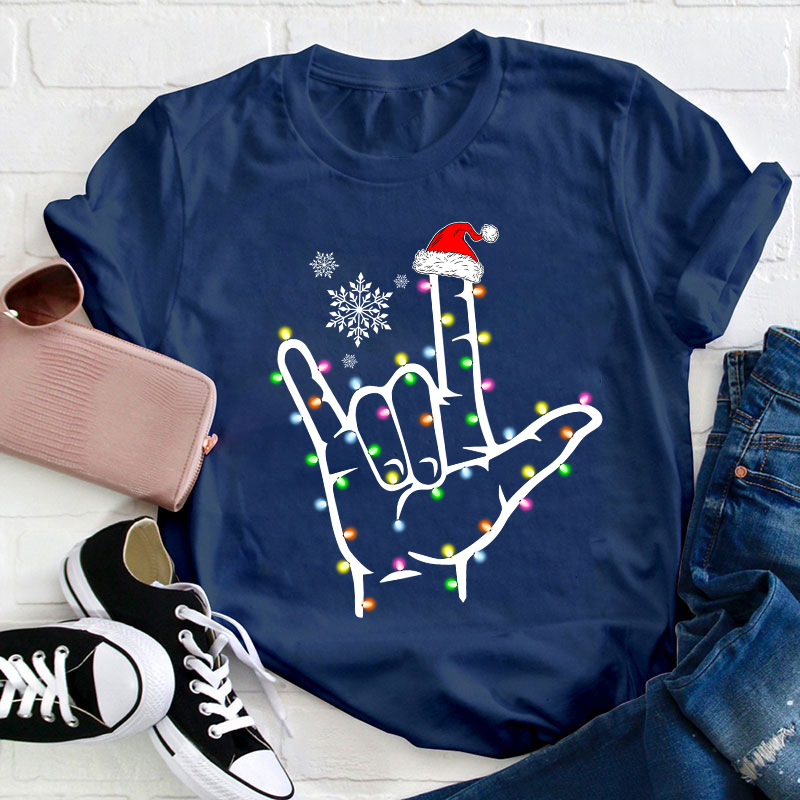 Peace Love Christmas Teacher T-Shirt