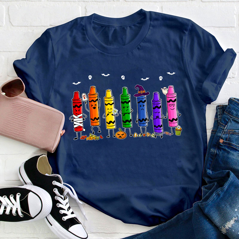 Mood Crayons Halloween Teacher T-Shirt