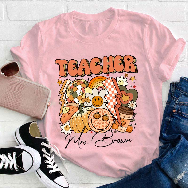 Personalized Name Fall Teacher Life Teacher T-Shirt