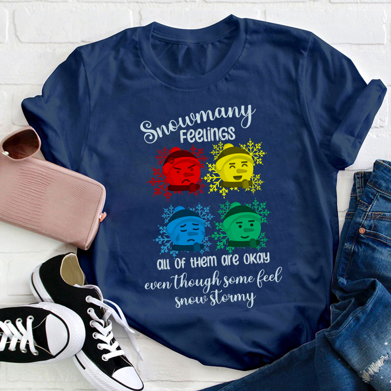 Snowmany Feelings All Of Them Are Okay Teacher T-Shirt