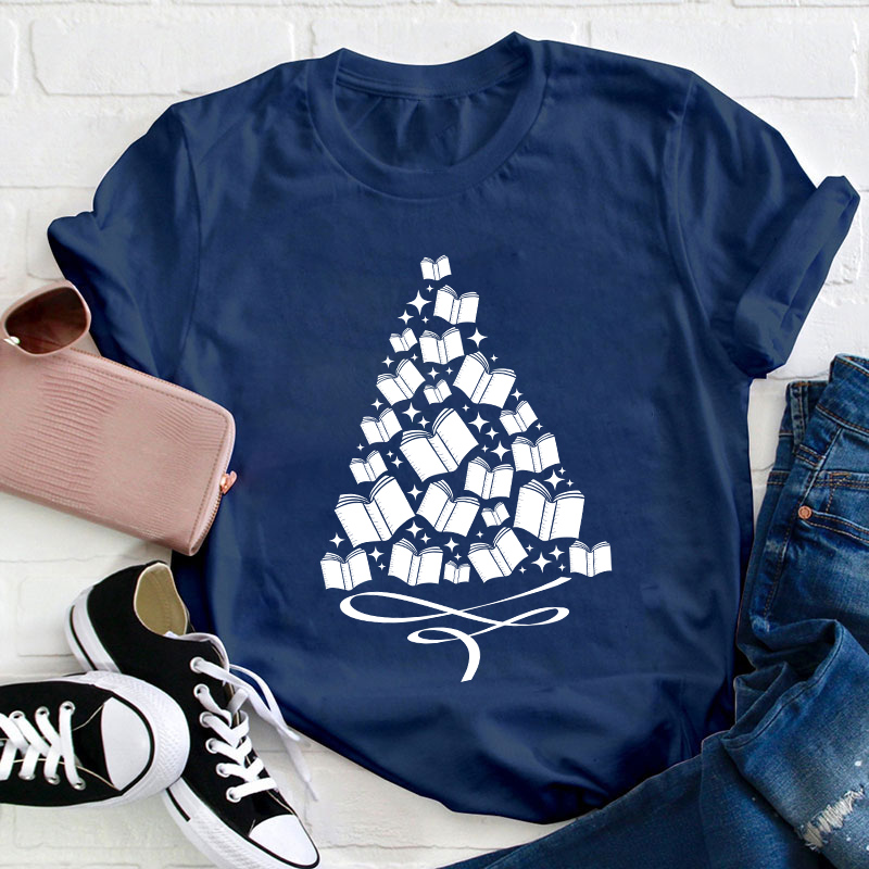 A Christmas Tree Of Books Teacher T-Shirt
