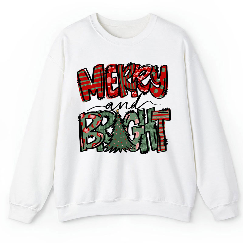 Merry And Bright Christmas Teacher Sweatshirt