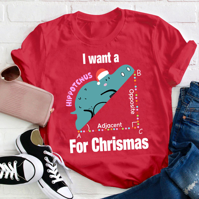 I Want A Hippotenus For Christmas Teacher T-Shirt