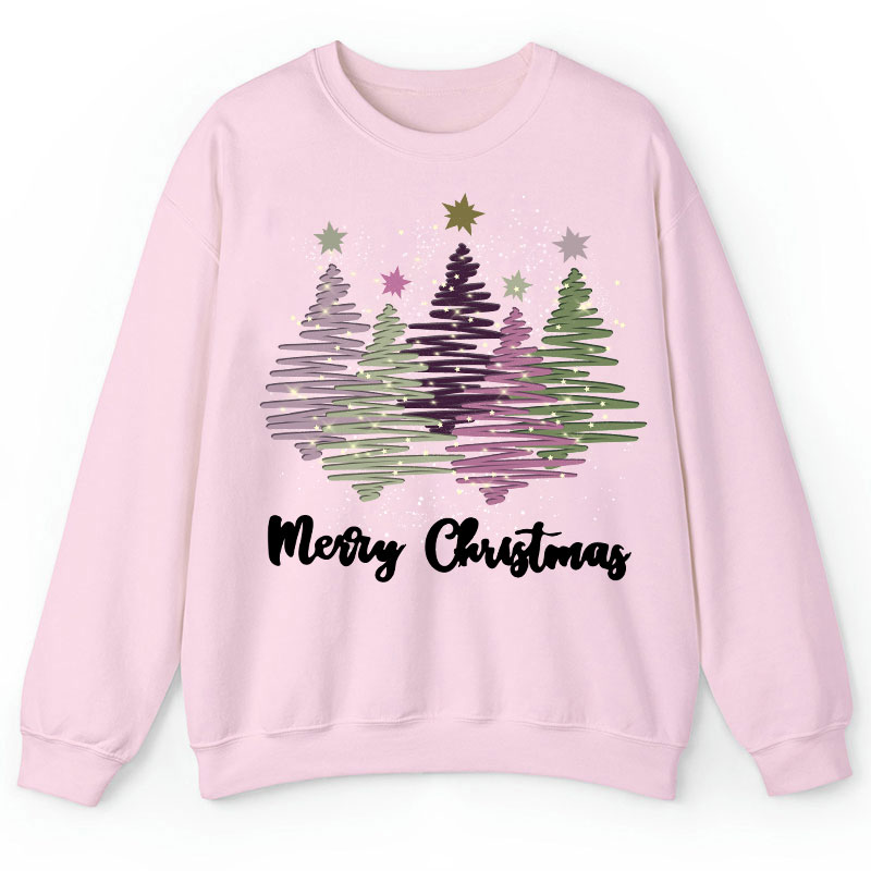 Merry Christmas Colorful Trees Teacher Sweatshirt