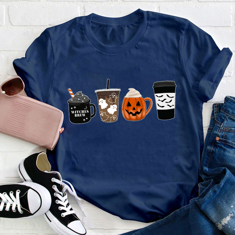 Halloween Fall Coffee Teacher T-Shirt