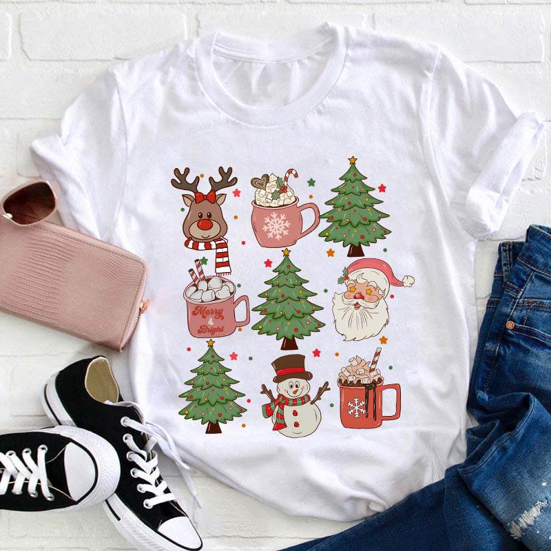 Cute Christmas Elements Teacher T-Shirt
