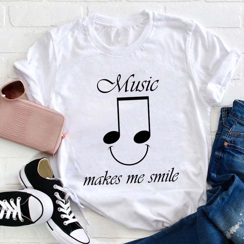 Music Makes Me Smile Teacher T-Shirt