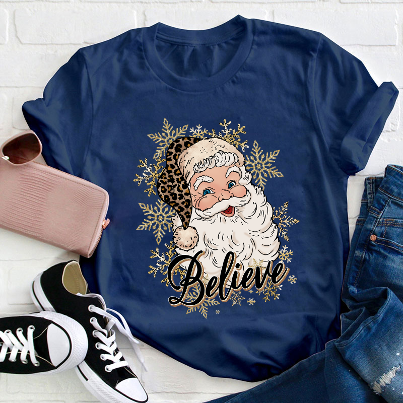 Ho Ho Ho Believe Christmas Teacher T-Shirt