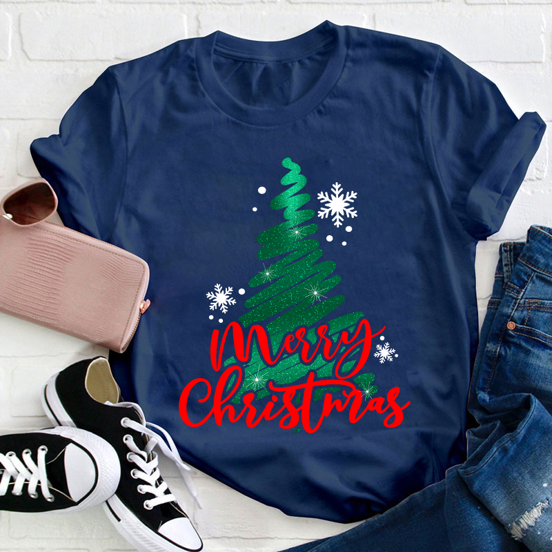 Sparkling Christmas Tree Teacher T-Shirt