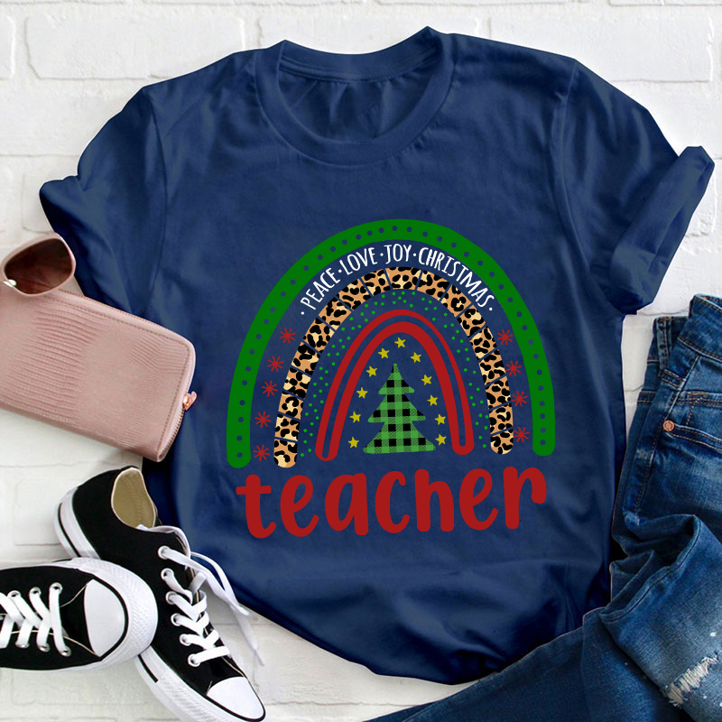 Peace Love Joy Christmas Teacher T-Shirt