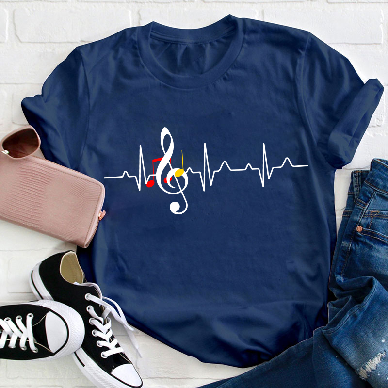 Music Stirs My Heartbeat Teacher T-Shirt