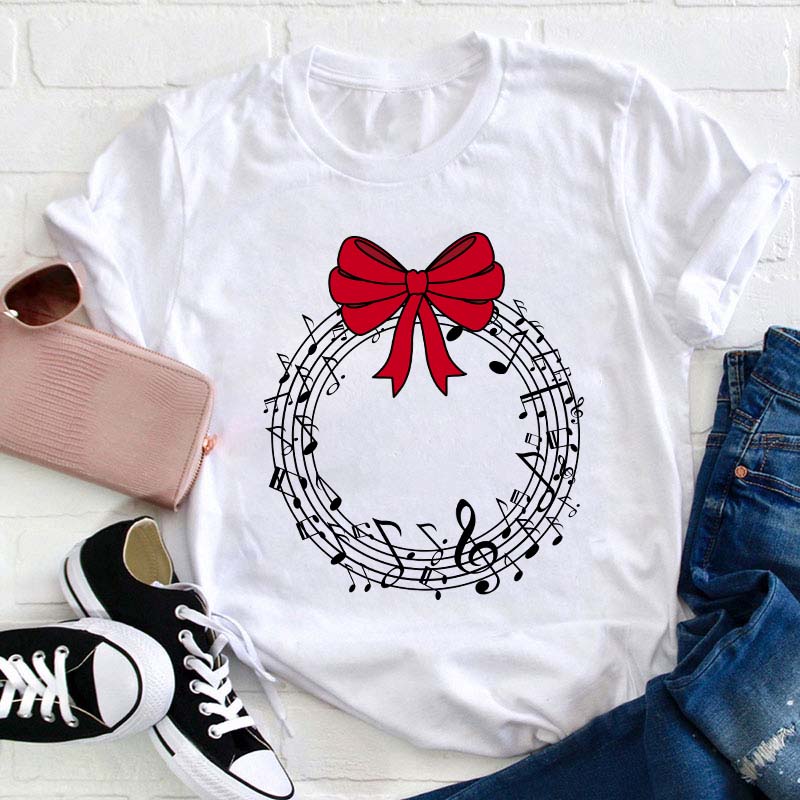 Music Wreath Christmas Teacher T-Shirt