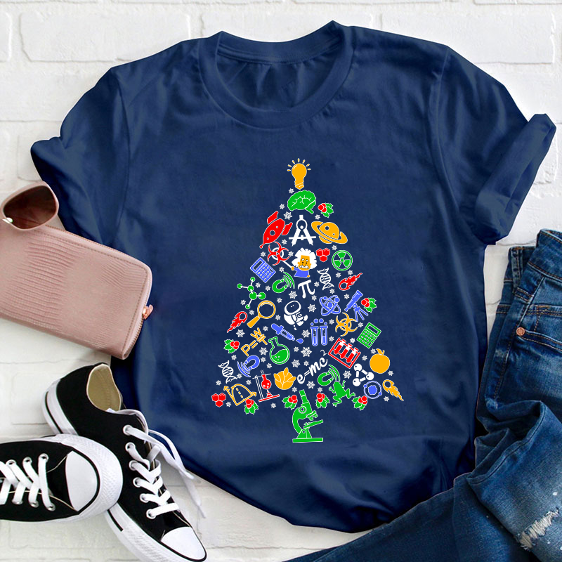 Physics And Chemistry Christmas Tree Teacher T-Shirt