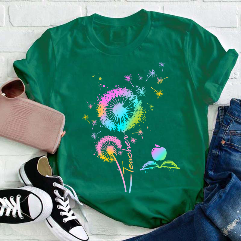 Colorful Dandelions Teacher T-Shirt