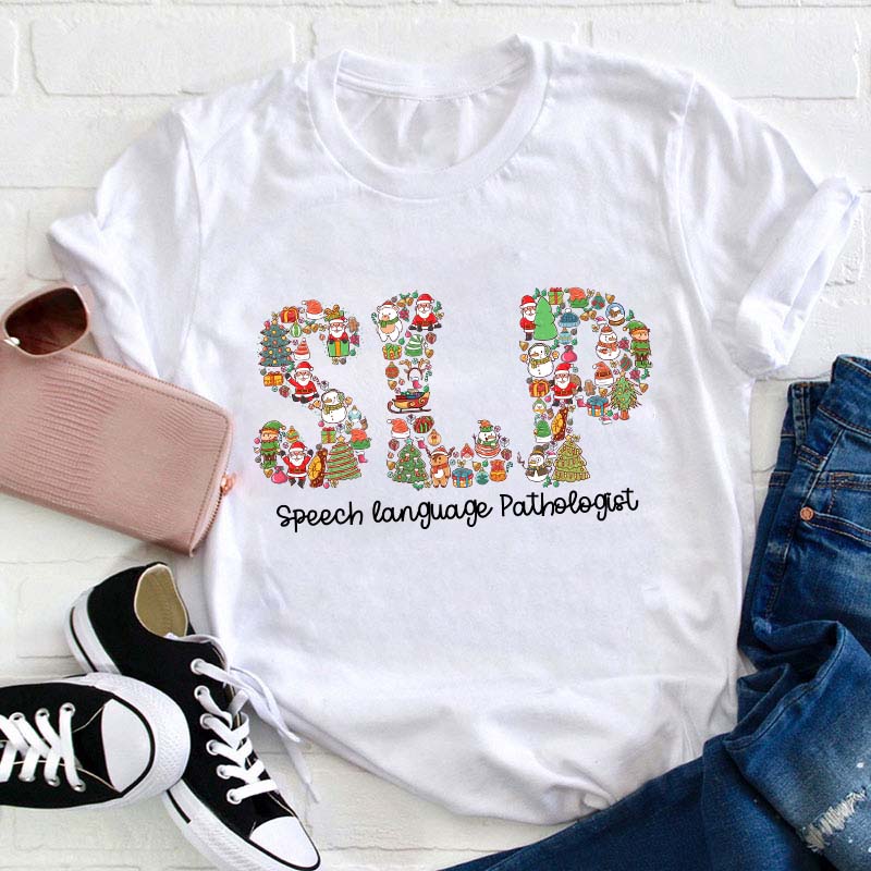 Speech Language Pathologist Christmas Element Teacher T-Shirt