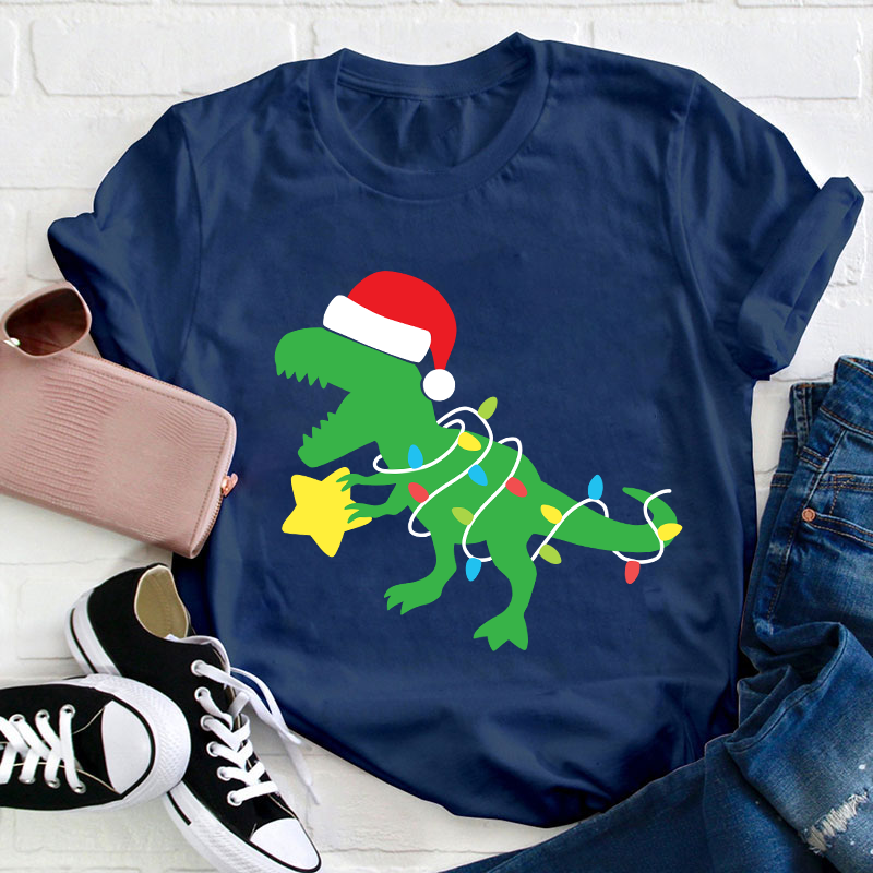 Little Dinosaurs Surrounded By Lanterns Teacher T-Shirt