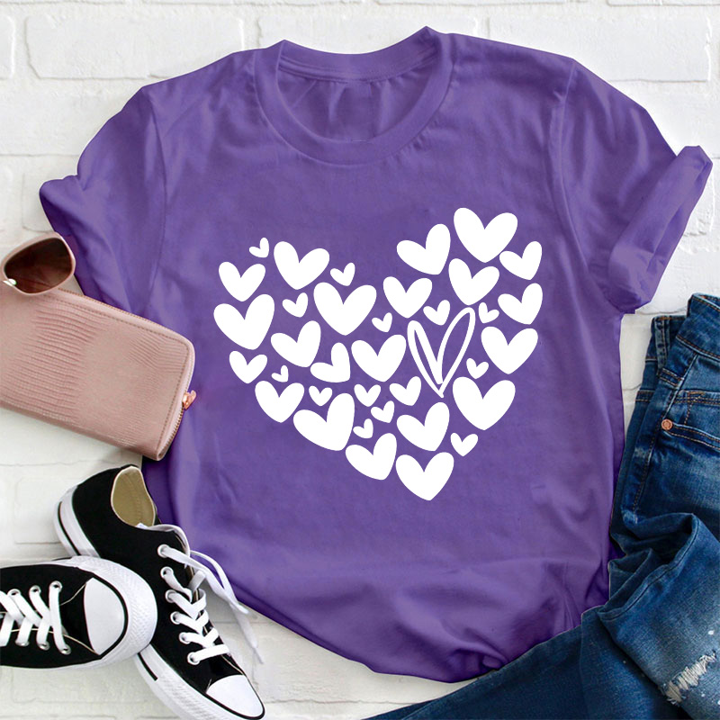 Red Heart Of Hearts Teacher T-Shirt