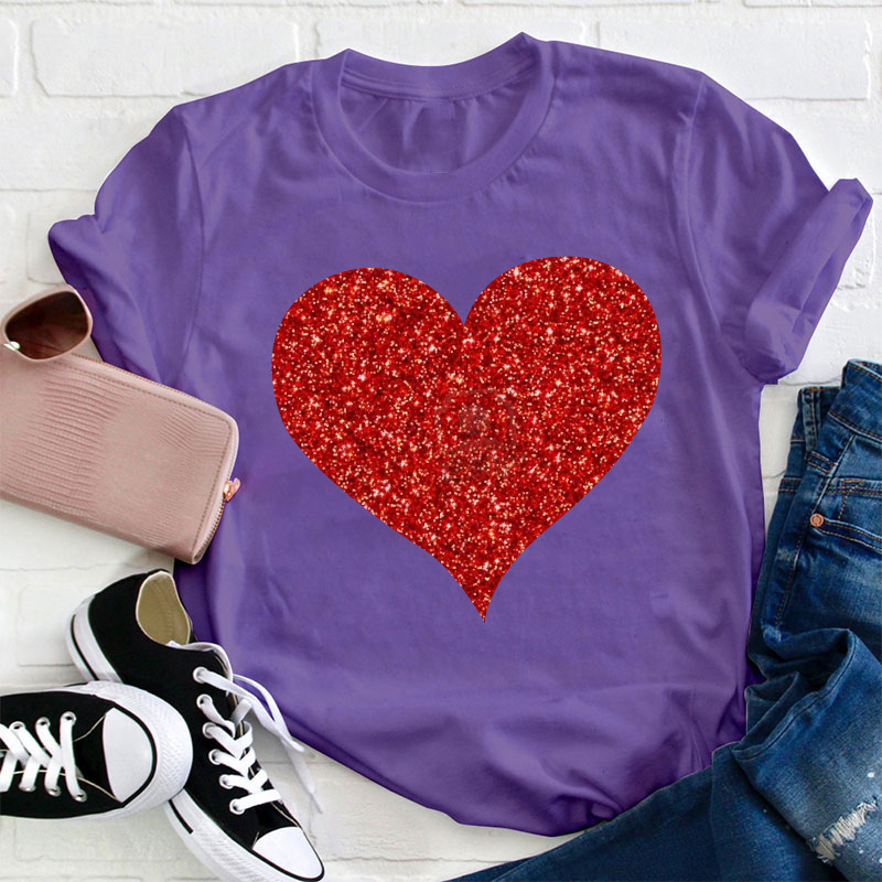 Glitter Heart Teacher T-Shirt