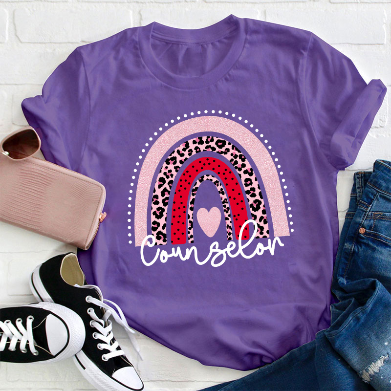 Personalized Pink Rainbow Teacher T-Shirt