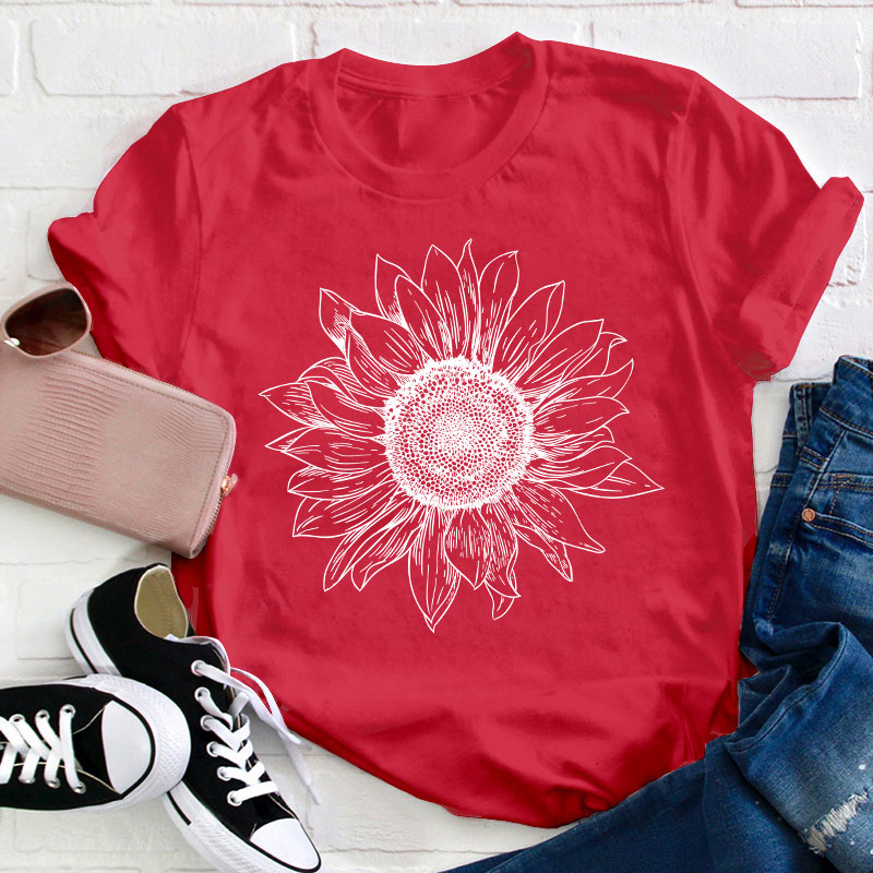 Floral Sunflower Teacher T-Shirt