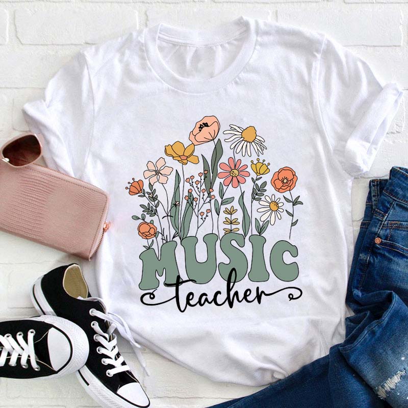 Personalized Wildflower Teacher T-Shirt