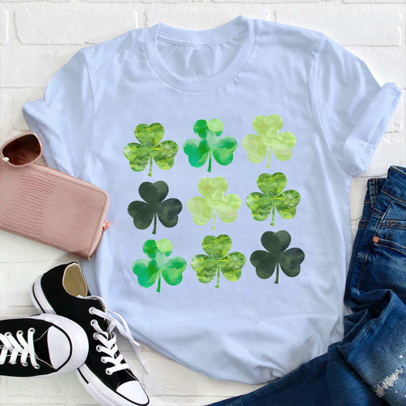 Watercolor Clover Teacher T-Shirt