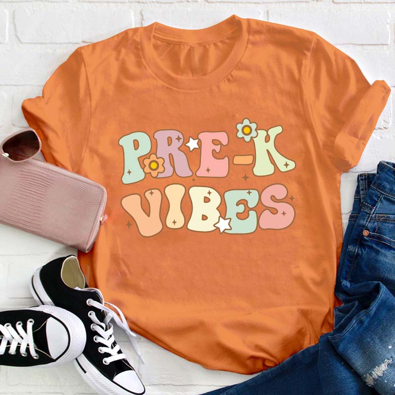 Personalized Cute Vibes Teacher T-Shirt