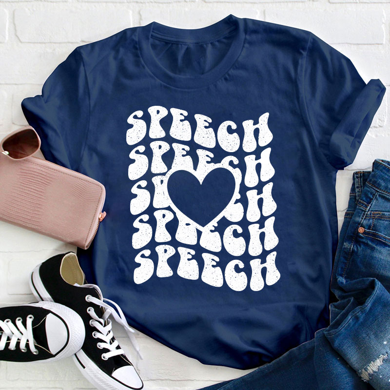 Speech Speech Love Heart Teacher T-Shirt