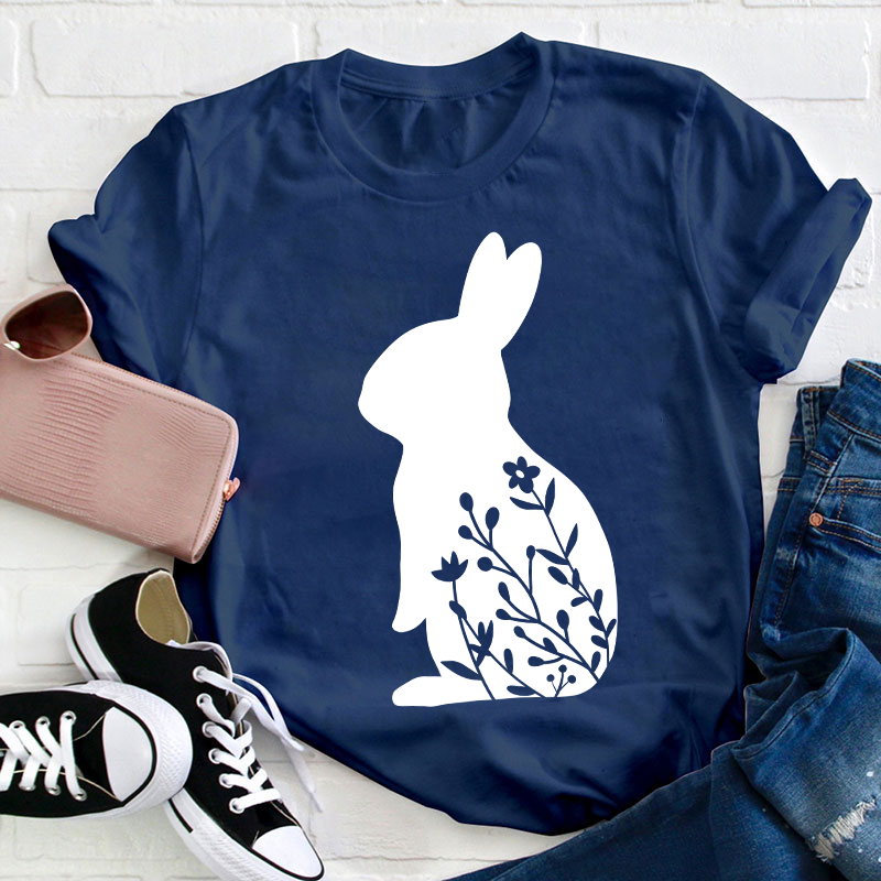 Floral Rabbit Teacher T-Shirt