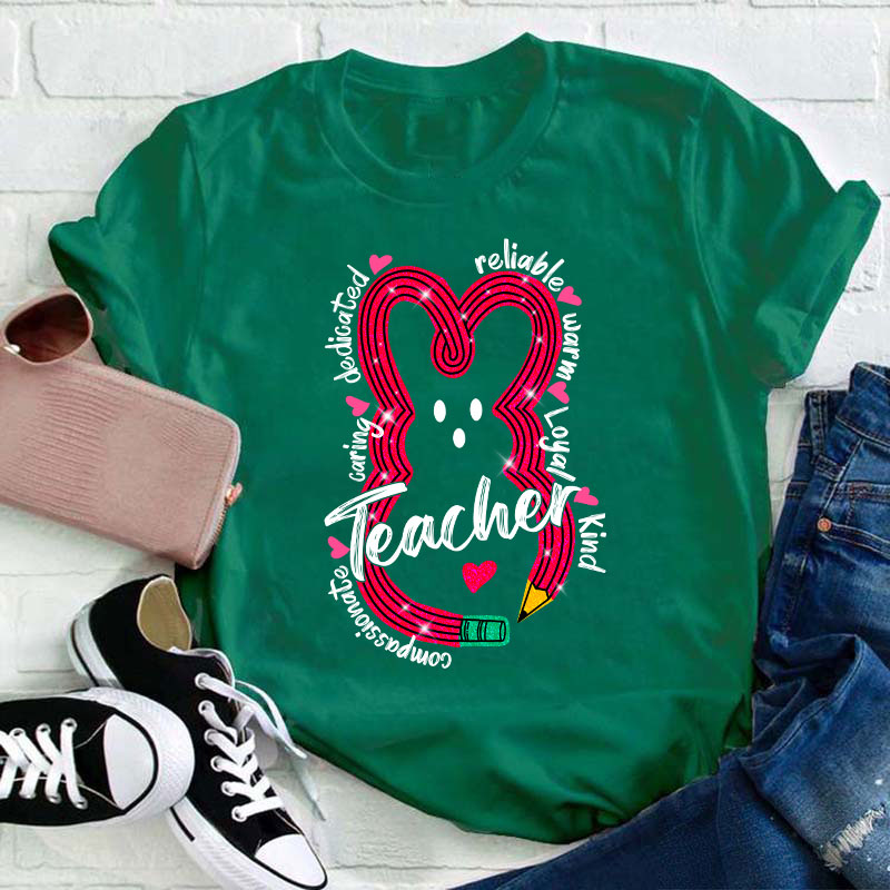 Bunny Pencil Teacher T-Shirt