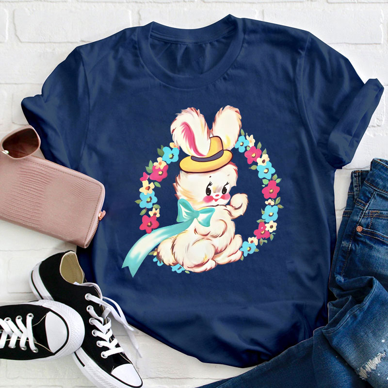 Cute Retro Easter Bunny Teacher T-Shirt