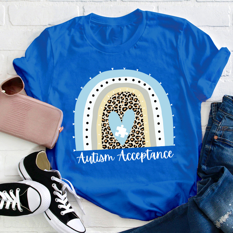 Autism Acceptance Rainbow Teacher T-Shirt
