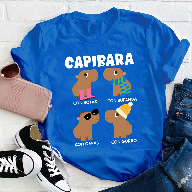 Funny Capybara Spanish Teacher T-Shirt