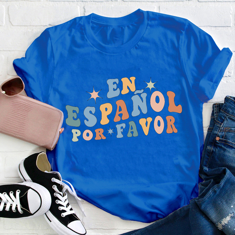 Retro En Español Por Favor Teacher T-Shirt