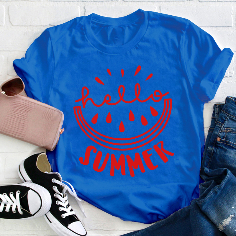 Watermelon Hello Summer Teacher T-Shirt