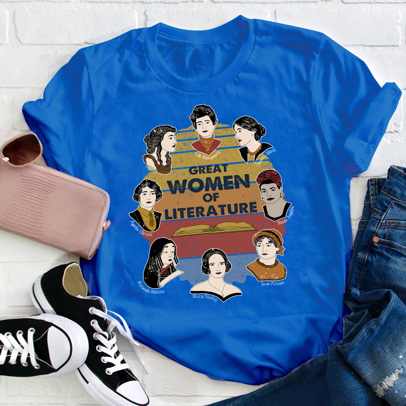 Retro Style Great Women Of Literature Teacher T-Shirt