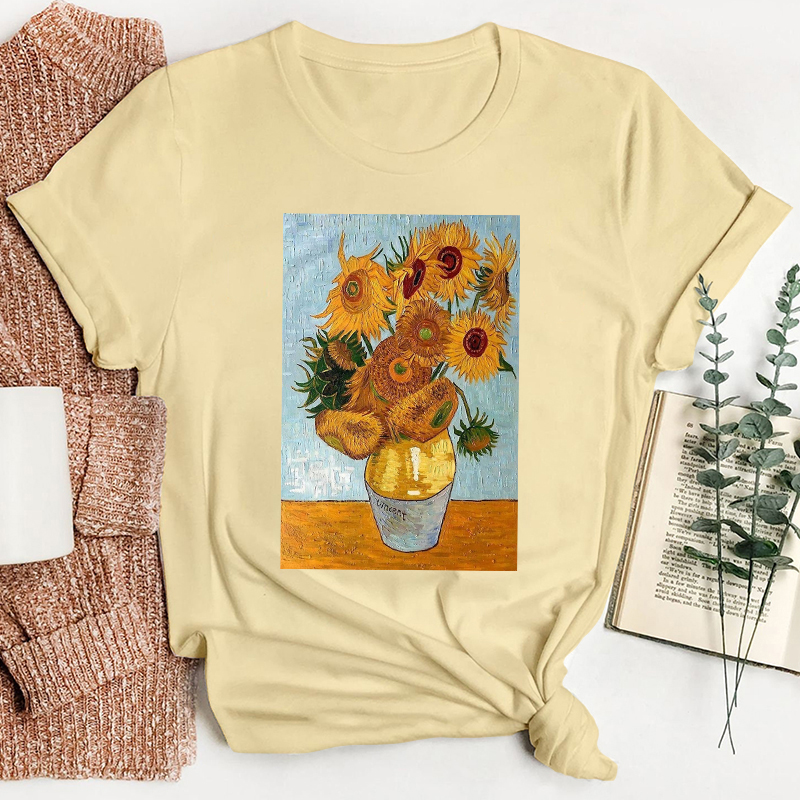 Vintage Art Sunflower Teacher T-Shirt